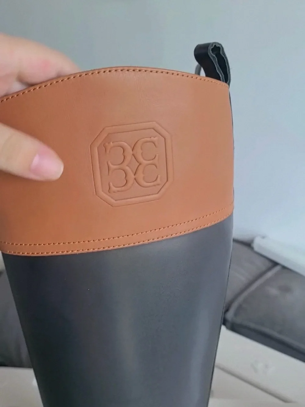 Two-Tone Over-the-Knee Riding Boots in Black and Tan